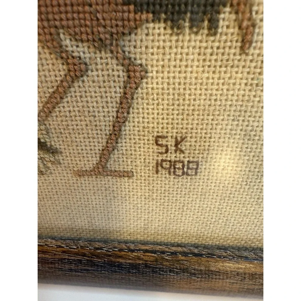Framed Animal Rhymes Cross Stitch Sampler Reproduction 17.5x28 Finished Wall Art